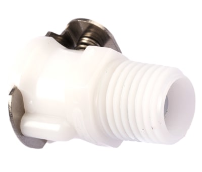 Product image for Straight Hose Coupling 1/4in Coupling Body - Valved, Thread Mount, 1/4 in NPT Male, Acetal