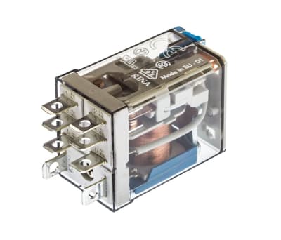 Product image for DPDT 12A mini plug-in relay, 24Vdc coil