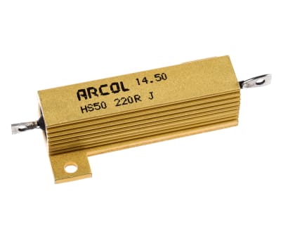 Product image for Arcol HS50 Series Aluminium Housed Axial Wire Wound Panel Mount Resistor, 220Ω ±5% 50W