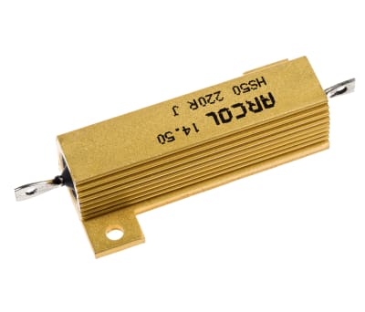 Product image for Arcol HS50 Series Aluminium Housed Axial Wire Wound Panel Mount Resistor, 220Ω ±5% 50W