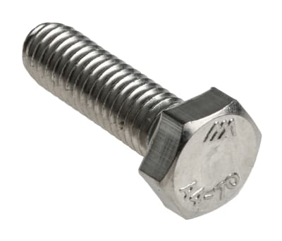 Product image for Plain Stainless Steel Hex Hex Bolt, M6 x 20mm