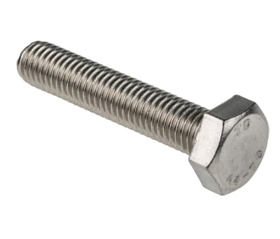 Product image for Plain Stainless Steel Hex Hex Bolt, M10 x 50mm