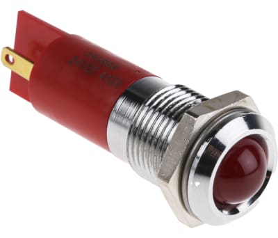 Product image for 14mm red flashing LED satin chrome,24Vdc