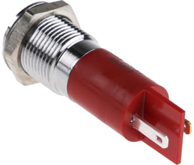 Product image for 14mm red flashing LED satin chrome,24Vdc