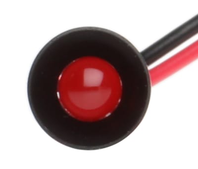 Product image for 8mm HE red LED recessed,24Vdc 50mm lead