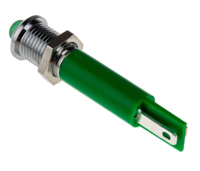 Product image for 8mm green LED satin chr prominent,230Vac