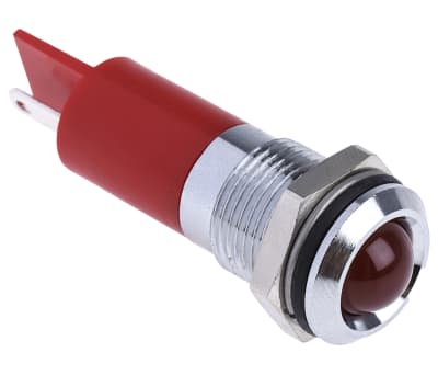 Product image for 14mm u/bright red LED satin chrome,24Vdc