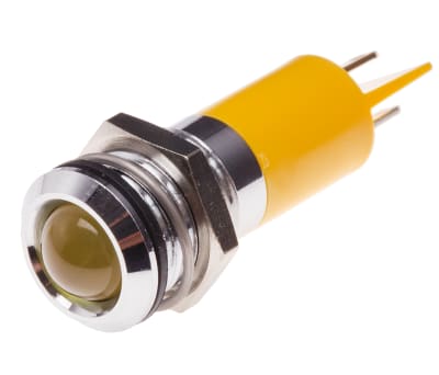 Product image for 14mm IP66 yellow LED satin chrome,110Vac