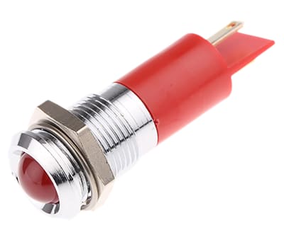 Product image for 14mm red LED satin chrome,48-65Vdc
