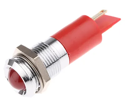 Product image for 14mm red LED satin chrome,48-65Vdc