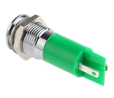 Product image for 14mm green LED satin chrome,24Vdc