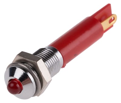 Product image for 6mm HE red LED satin chr prominent,12Vdc