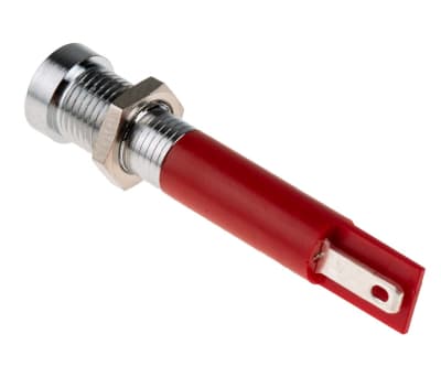 Product image for 8mm HE red LED satin chr recessed,230Vac