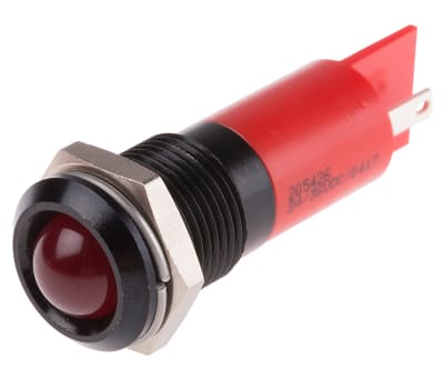 Product image for 14mm red LED black chrome,24-36Vdc