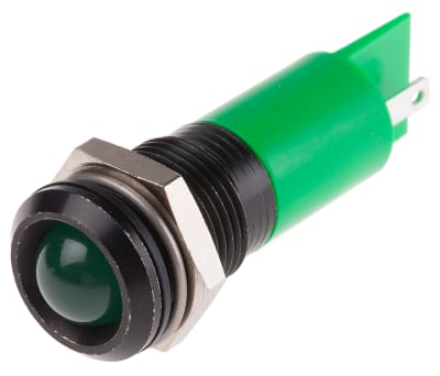 Product image for 14mm green LED black chrome,24-36Vdc