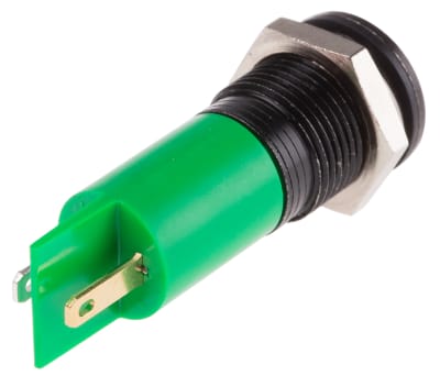 Product image for 14mm green LED black chrome,24-36Vdc