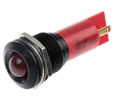 Product image for 16mm red LED black chrome,230Vac/115Vdc