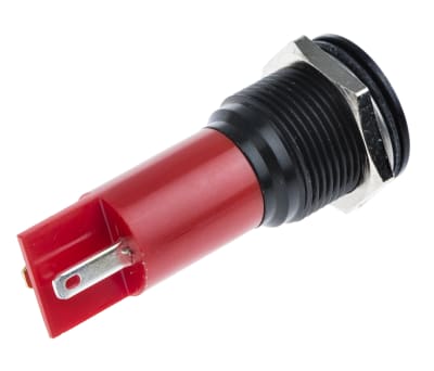 Product image for 16mm red LED black chrome,230Vac/115Vdc