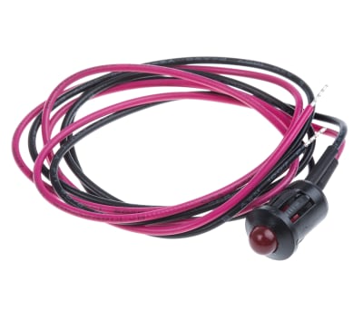 Product image for 8MM HE RED LED PROMINENT,6VDC 50MM LEAD