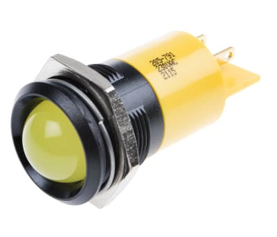 Product image for Yel LED round lens black plastic,230Vac