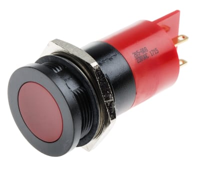 Product image for Red LED flat lens black plastic,230Vac