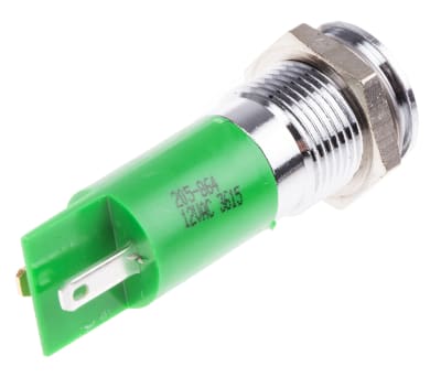 Product image for 14mm green LED satin chrome,12Vac