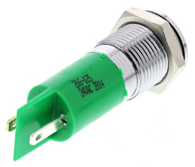 Product image for 14mm green LED satin chrome,24Vac