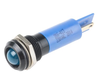 Product image for 12mm IP67 blue LED black chrome,230Vac