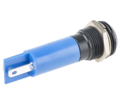 Product image for 12mm IP67 blue LED black chrome,230Vac