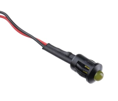 Product image for 8mm yellow LED prominent,24Vdc 50mm lead