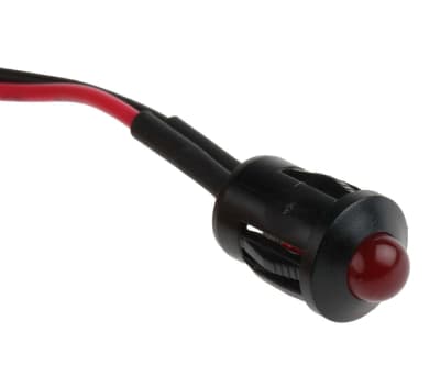 Product image for 8mm HE red LED prominent,24Vdc 50mm lead