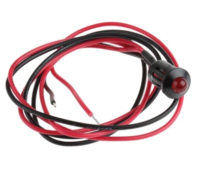 Product image for 8mm HE red LED prominent,24Vdc 50mm lead