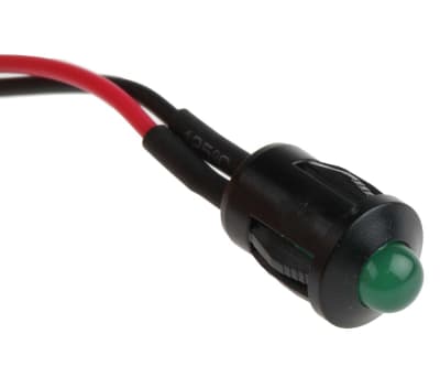 Product image for 8mm green LED prominent,24Vdc 50mm lead