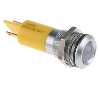 Product image for 14mm yellow LED matt chrome,24Vac/dc