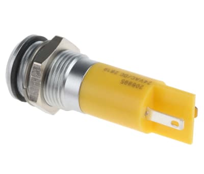 Product image for 14mm yellow LED matt chrome,24Vac/dc