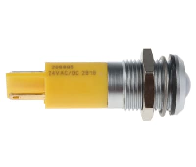 Product image for 14mm yellow LED matt chrome,24Vac/dc