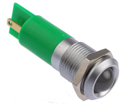 Product image for 14mm green LED matt chrome,24Vac/dc