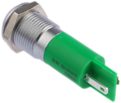 Product image for 14mm green LED matt chrome,24Vac/dc