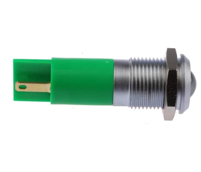 Product image for 14mm green LED matt chrome,24Vac/dc