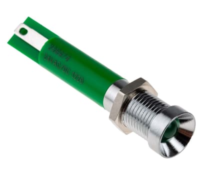 Product image for 8mm green LED satin chr recessed,24Vac