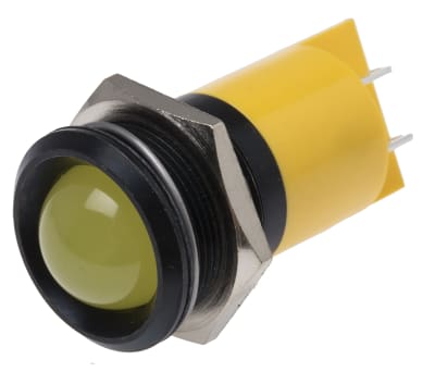 Product image for 22mm yellow LED black chrome,48-65Vdc