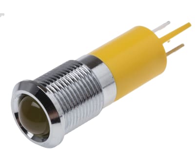 Product image for 14mm u/bright yellow LED satin chr,24Vdc