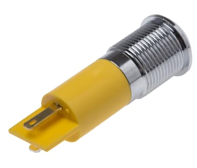 Product image for 14mm u/bright yellow LED satin chr,24Vdc