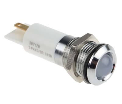 Product image for 14mm u/bright white LED satin chr,24Vdc