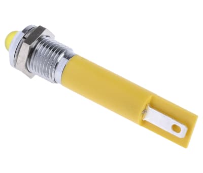 Product image for 8mm yellow LED satin chr prominent,24Vdc