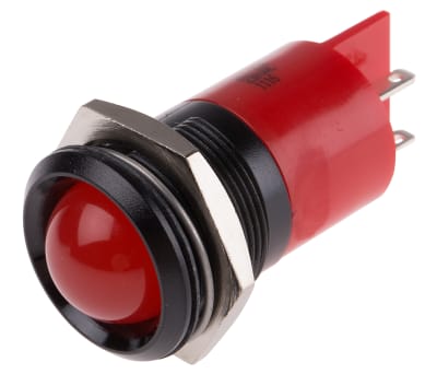 Product image for red LED round lens black plastic,230Vac