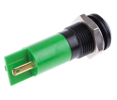 Product image for 14mm green LED black chrome,48-65Vdc