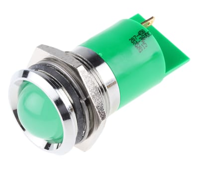 Product image for 22mm green LED bright chrome,24-36Vdc