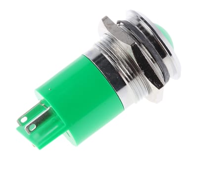 Product image for 22mm green LED bright chrome,24-36Vdc