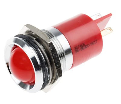 Product image for 22mm red LED bright chrome,24-36Vdc